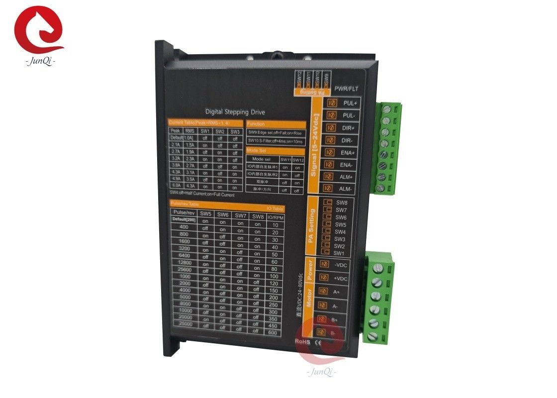 JQ6A 2-चरण स्टेपर मोटर ड्राइवर 24-80VDC 1-6A स्टेपर मोटर नियंत्रक Nema17 Nema 23 Nema34 के लिए